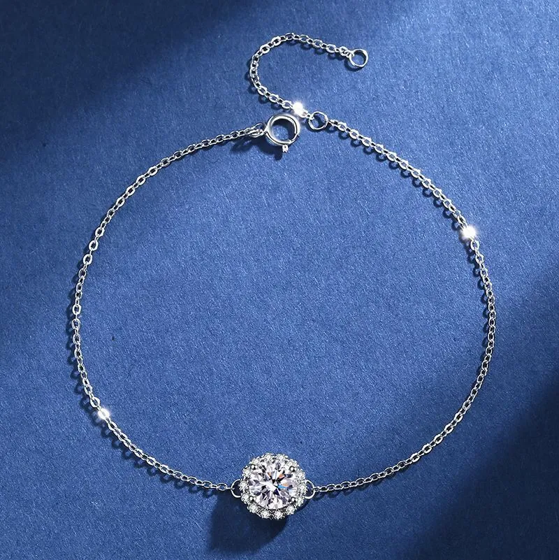 Simple Round Moissanite Bracelet for Women