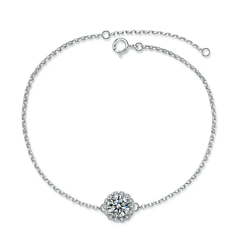 Simple Round Moissanite Bracelet for Women