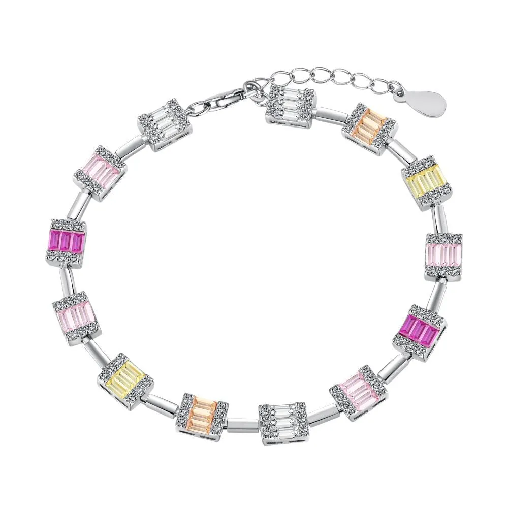 Square Colored Zircon Tennis Bracelet