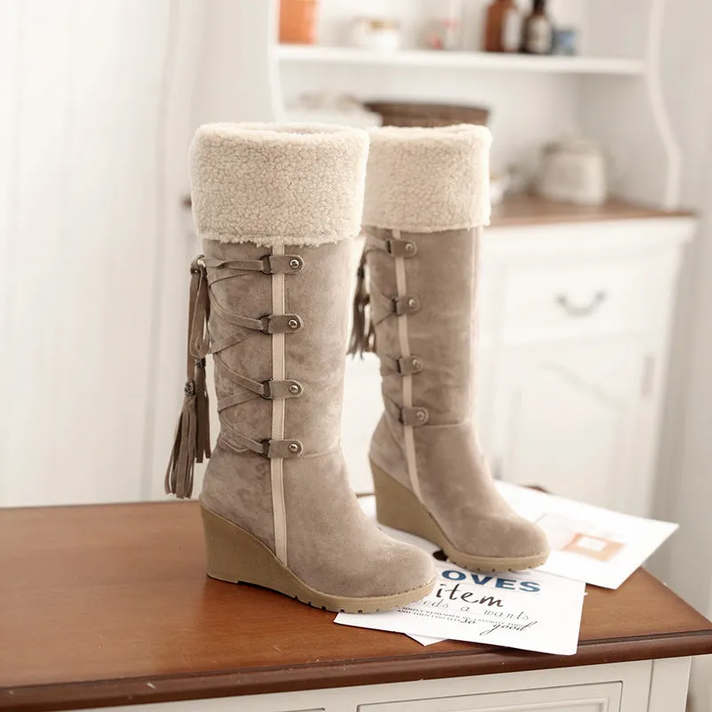 Tassel Wedge Snow Boots for Women 9952