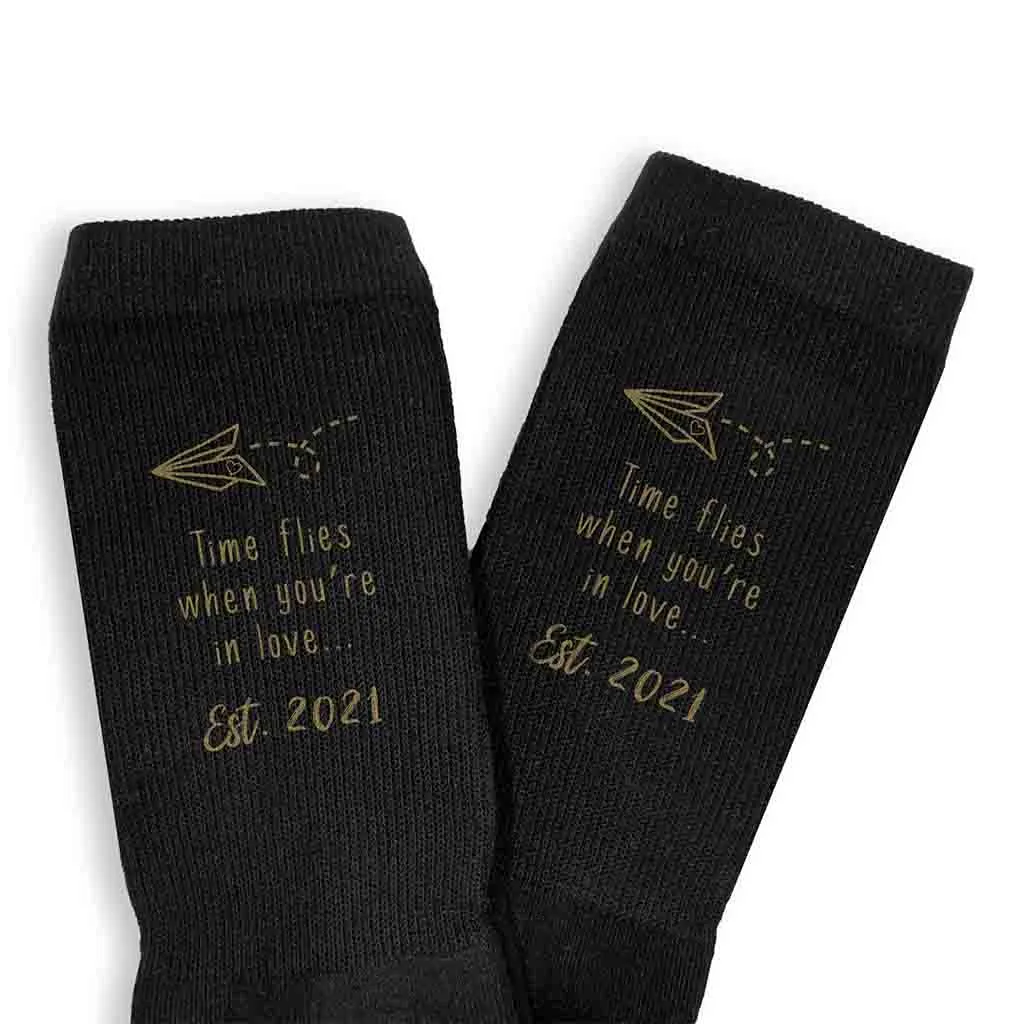 Time Flies - Two Year Cotton Anniversary Socks for HIm