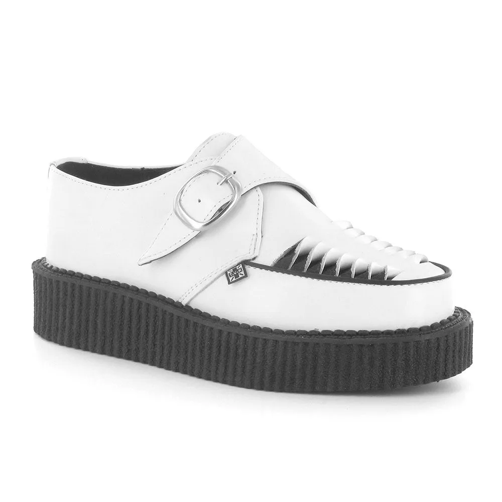 T.U.K BLACK/WHITE LEATHER RIB LOW CREEPER