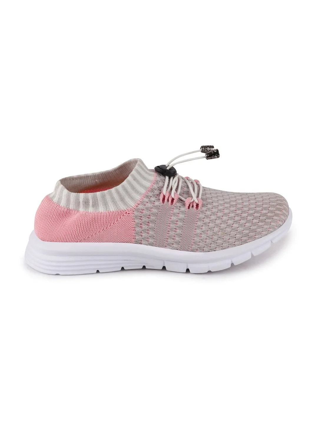 Women Grey/Pink Sports Lace-Up Outdoor Running Shoes