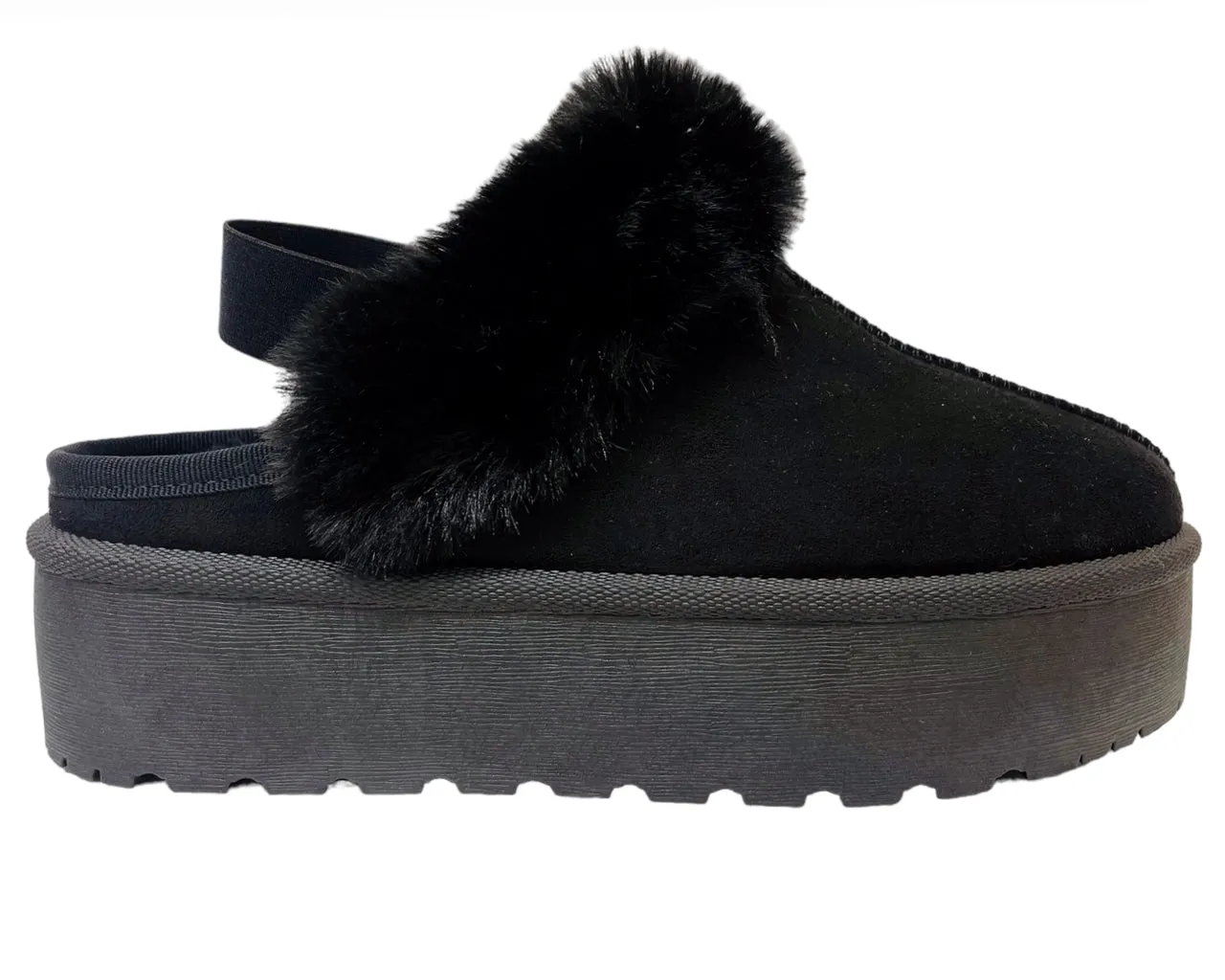 Women's Faux Suede Fur Platform Strap Shoes